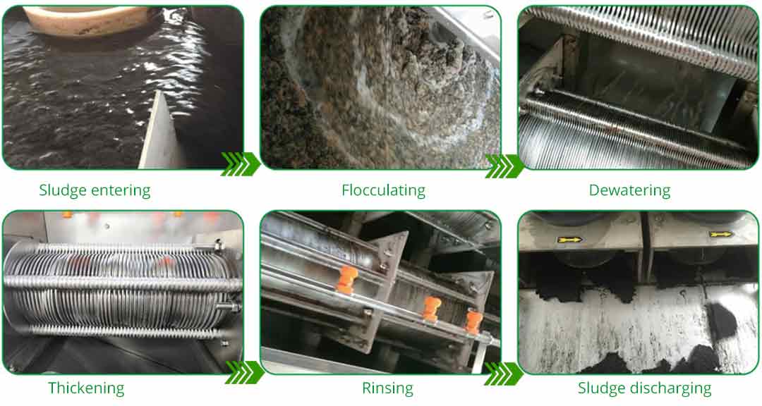 sludge dewatering screw press workflow